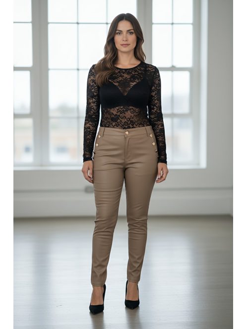 SARA nagyméretű barna bőrnadrág