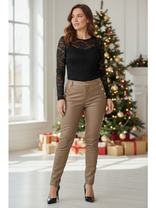 SARA nagyméretű barna bőrnadrág