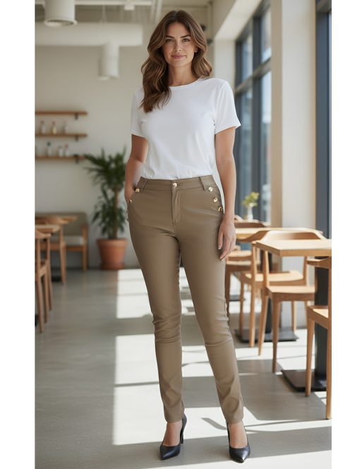 SARA nagyméretű barna bőrnadrág