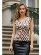 LIA fodros vállú felső - barna/bézs