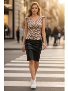 LIA fodros vállú felső - barna/bézs