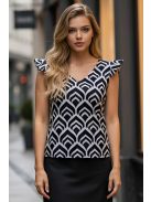 LIA fodros vállú felső - fekete/fehér