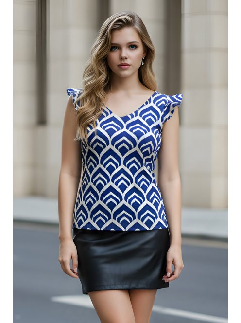 LIA fodros vállú felső - kék/bézs