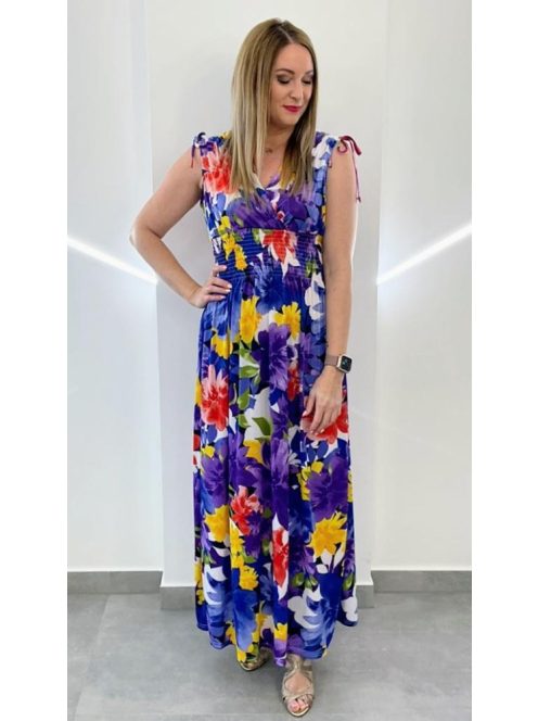 AMINA virágmintás maxiruha - lila/kék
