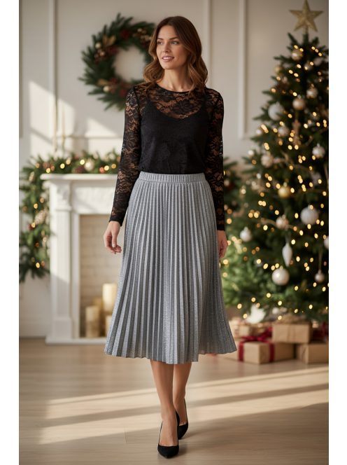 Csillogó rakott szoknya - ezüst