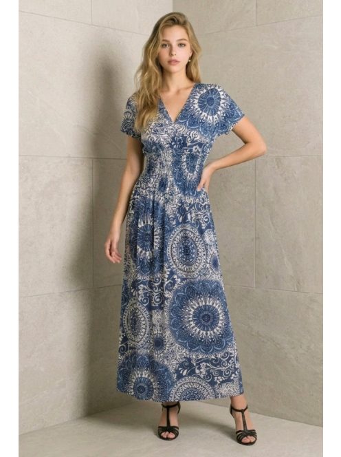 ANNI ejtett vállú maxiruha - kék