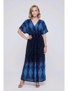 ANNI bordűrmintás maxiruha - kék