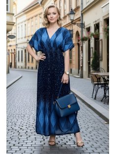 ANNI bordűrmintás maxiruha - kék