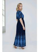 ANNI bordűrmintás maxiruha - kék