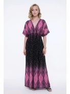 ANNI bordűrmintás maxiruha - pink