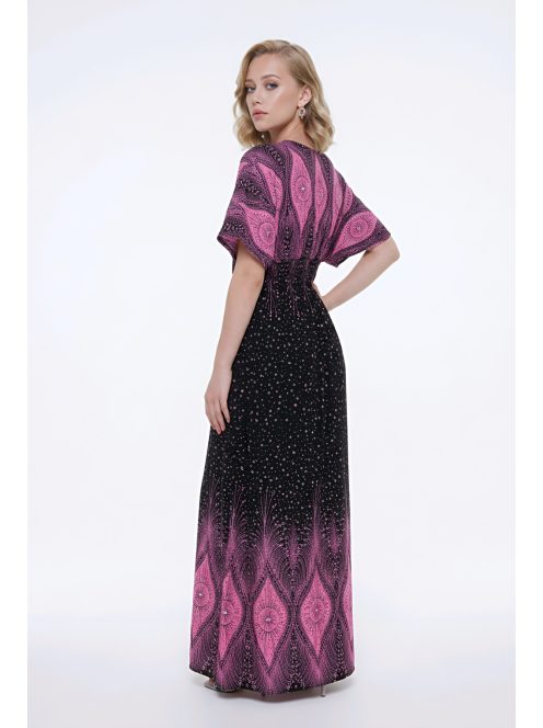 ANNI bordűrmintás maxiruha - pink