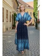 ANNI bordűrmintás maxiruha - türkiz