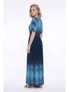 ANNI bordűrmintás maxiruha - türkiz