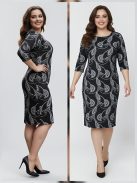 BLACK nagyméretű ruha (L-3XL) - fekete/fehér