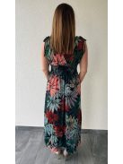 AMINA trópusi mintás maxiruha - vörös levéllel