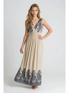 Bordűrmintás maxiruha - bézs