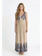 Bordűrmintás maxiruha - bézs
