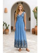 Bordűrmintás maxiruha - kék