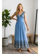 Bordűrmintás maxiruha - kék