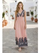 Bordűrmintás maxiruha - pink