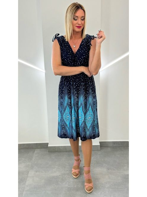 ADELE bordűrmintás ruha - türkiz minta