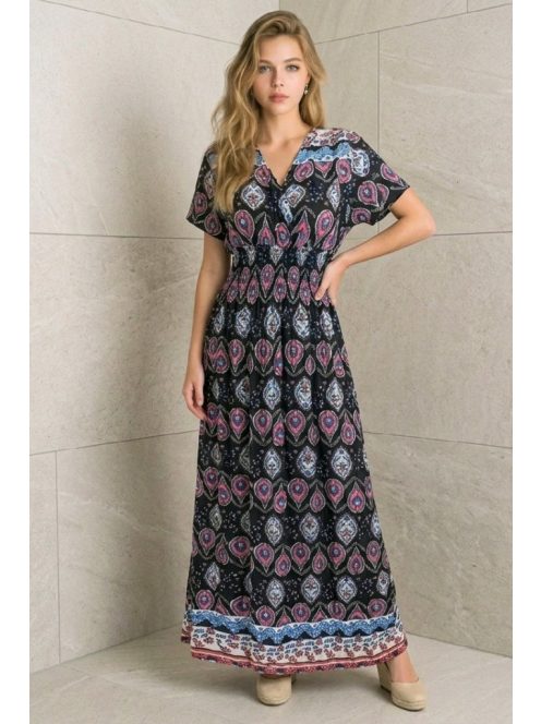 AMINA rövidujjú maxiruha - fekete