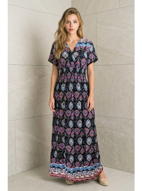 AMINA rövidujjú maxiruha - fekete