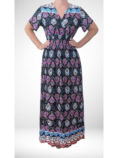 AMINA rövidujjú maxiruha - fekete