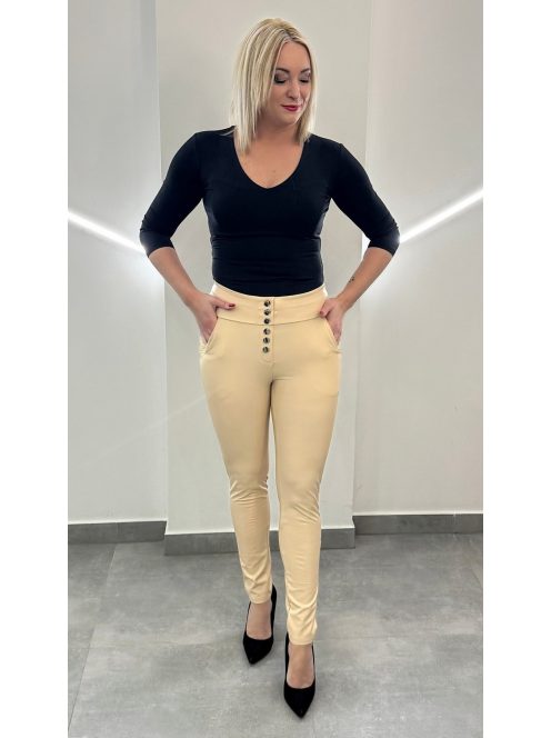 Bőrhatású push-up nadrág - bézs