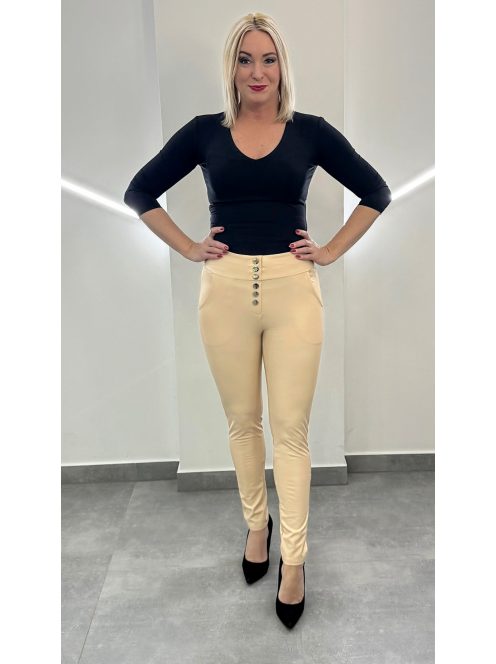 Bőrhatású push-up nadrág - bézs