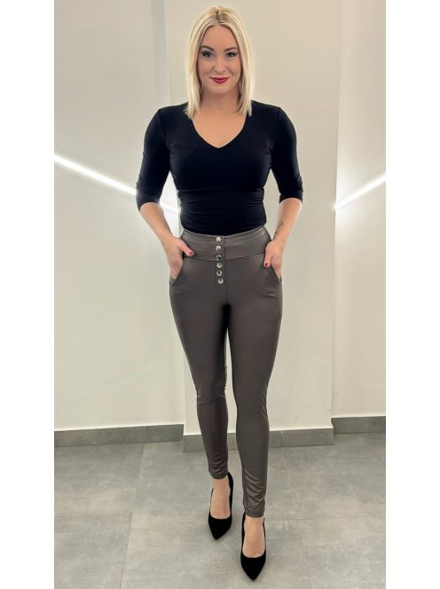 Bőrhatású push-up nadrág - barna