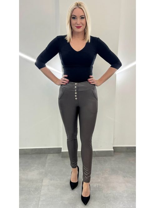 Bőrhatású push-up nadrág - barna