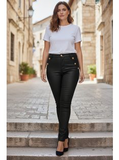 RE-DRESS nagyméretű bőrnadrág - fekete