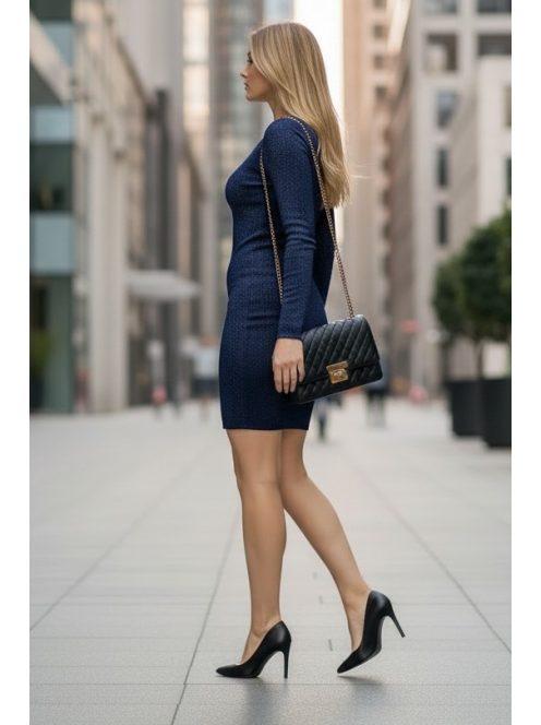 LUREX szálas ruha - sötétkék/ezüst