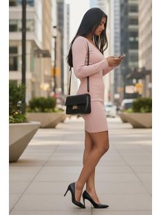 LUREX szálas ruha - púder/ezüst