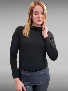 Fekete szőrmés nyakú body - IN VOGUE PARIS