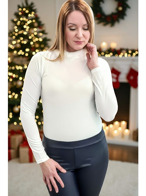 Fehér szőrmés nyakú body IN VOGUE PARIS