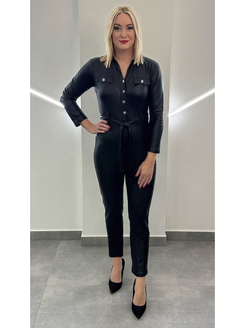 CORA bőrhatású overall - fekete